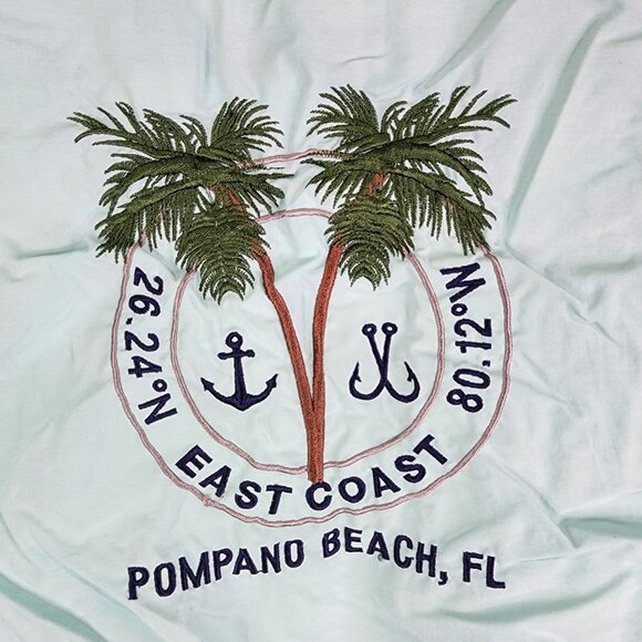 Mens Blue Spicy Tuna Shirt Pompano Beach Florida Button Down Short Sleeve Size M - Picture 8 of 11